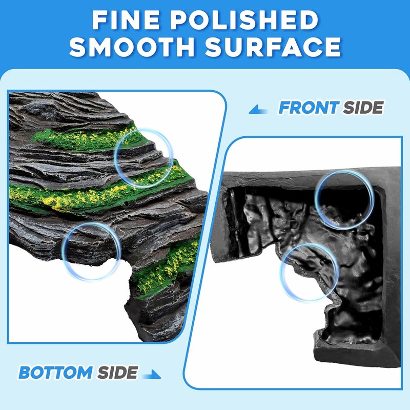 GOZILLA Reptile Hideout Cave,Turtle Tank Accessories Decor,Fish Tank Basking Platform for Bearded Dragon,Snake and Leopard Gecko.(Grey-M) - Image 4